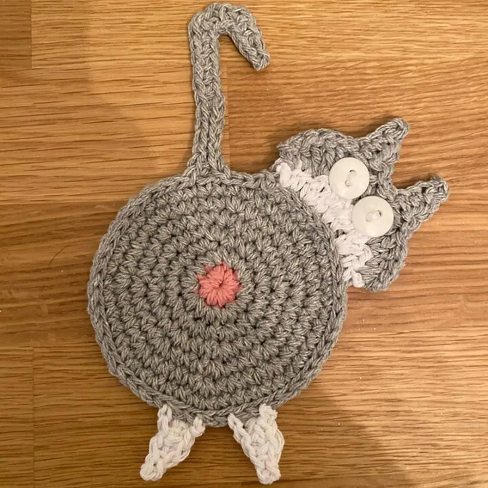 Funny Coaster High Temperature Resistant Easy to Clean Reused Various Styles Wear-resistant Heat Insulation Cloth Cat Funny Coaster High Temperature Resistant Easy to Clean Reused Various Styles Wear-resistant Heat Insulation Cloth Cat