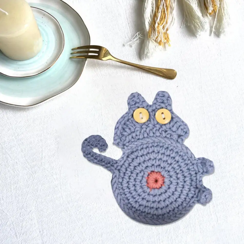 Funny Coaster High Temperature Resistant Easy to Clean Reused Various Styles Wear-resistant Heat Insulation Cloth Cat Funny Coaster High Temperature Resistant Easy to Clean Reused Various Styles Wear-resistant Heat Insulation Cloth Cat