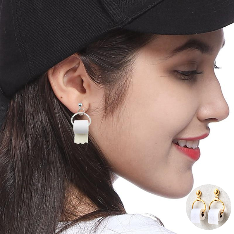 Funny Dangle Toilet Paper Earrings Funny Dangle Toilet Paper Earrings