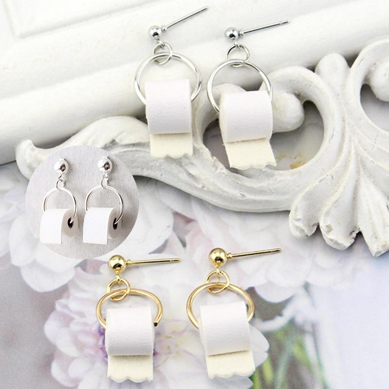 Funny Dangle Toilet Paper Earrings Funny Dangle Toilet Paper Earrings