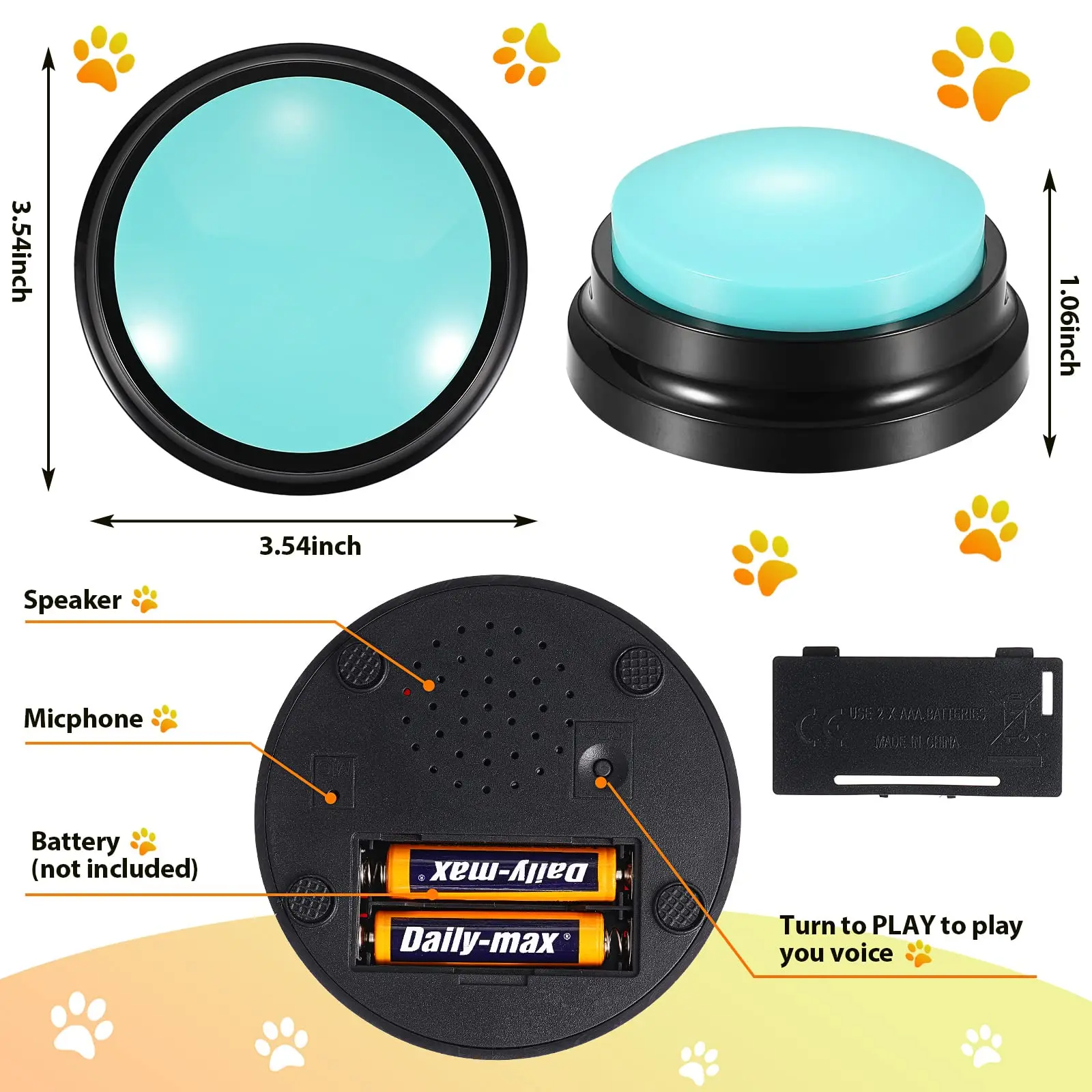 Funny Dog Recordable Pet Toys Travel Talking Pet Starters Pet Speaking Buttons Portable Cute Pet Supplies Communication