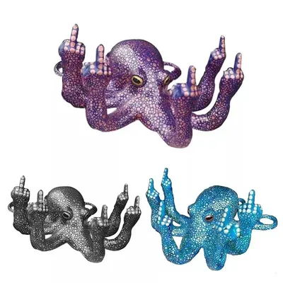 Funny Garden and Aquarium Statue Ornaments Octopus Miniature With Middle Fingers Luminous Office Tabletop Bar Funny Garden and Aquarium Statue Ornaments Octopus Miniature With Middle Fingers Luminous Office Tabletop Bar