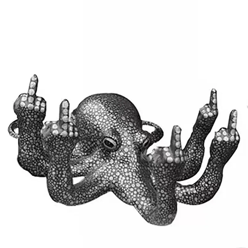 Funny Garden and Aquarium Statue Ornaments Octopus Miniature With Middle Fingers Luminous Office Tabletop Bar Funny Garden and Aquarium Statue Ornaments Octopus Miniature With Middle Fingers Luminous Office Tabletop Bar