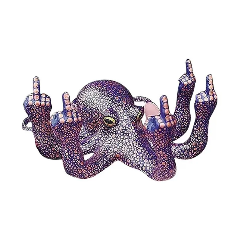 Funny Garden and Aquarium Statue Ornaments Octopus Miniature With Middle Fingers Luminous Office Tabletop Bar Funny Garden and Aquarium Statue Ornaments Octopus Miniature With Middle Fingers Luminous Office Tabletop Bar