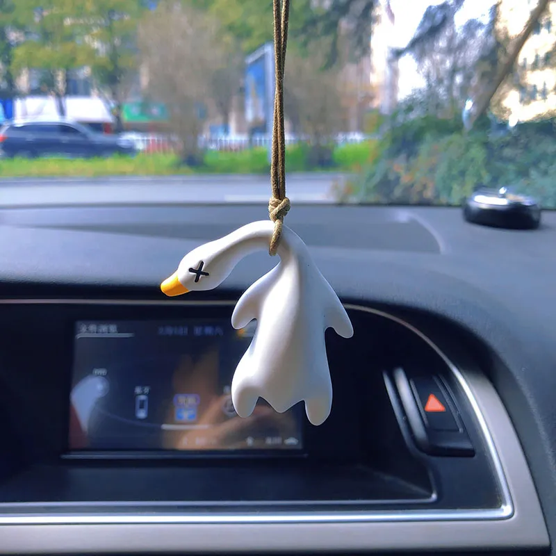 Funny Gypsum Anime Duck Car Mirror Pendant Cartoon Cute Auto Interior Decoration Pendant For Car Products Interior