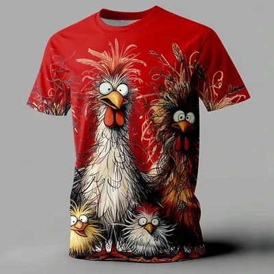 Funny Men's T Shirt Animal Chicken Print Summer Casual Short Sleeve Tee Street Fashion O-Neck Pullover Men's Oversized Funny Men's T Shirt Animal Chicken Print Summer Casual Short Sleeve Tee Street Fashion O-Neck Pullover Men's Oversized