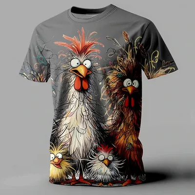 Funny Men's T Shirt Animal Chicken Print Summer Casual Short Sleeve Tee Street Fashion O-Neck Pullover Men's Oversized Funny Men's T Shirt Animal Chicken Print Summer Casual Short Sleeve Tee Street Fashion O-Neck Pullover Men's Oversized