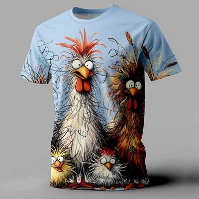 Funny Men's T Shirt Animal Chicken Print Summer Casual Short Sleeve Tee Street Fashion O-Neck Pullover Men's Oversized Funny Men's T Shirt Animal Chicken Print Summer Casual Short Sleeve Tee Street Fashion O-Neck Pullover Men's Oversized