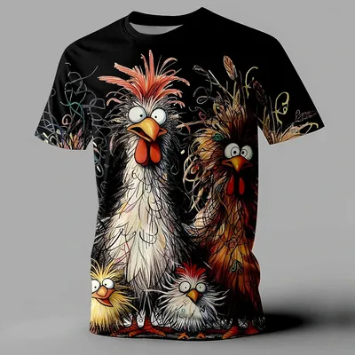 Funny Men's T Shirt Animal Chicken Print Summer Casual Short Sleeve Tee Street Fashion O-Neck Pullover Men's Oversized Funny Men's T Shirt Animal Chicken Print Summer Casual Short Sleeve Tee Street Fashion O-Neck Pullover Men's Oversized