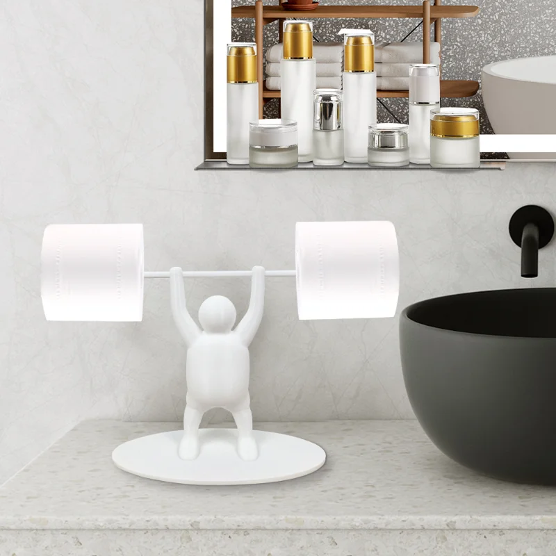 Funny Toilet Paper Shelf 3d Printing Weightlifting Figurine Napkin Rack Home Decor Organizer For Tissue Rolls, Wipes