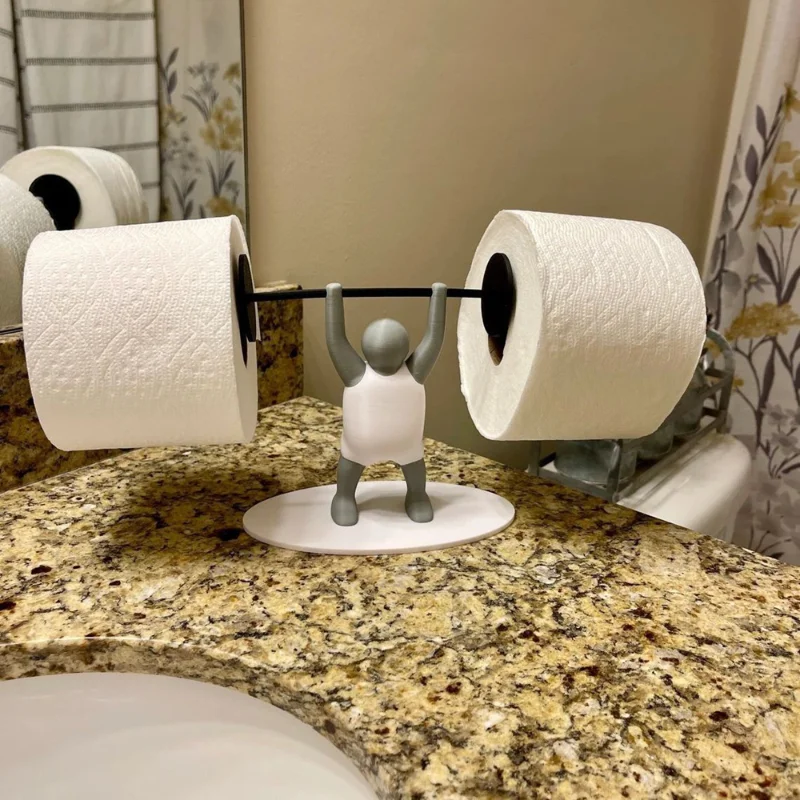 Funny Toilet Paper Shelf 3d Printing Weightlifting Figurine Napkin Rack Home Decor Organizer For Tissue Rolls, Wipes