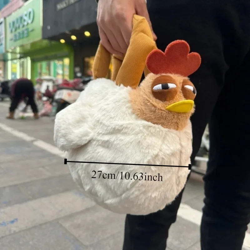 Fur Chicken Plush Bag Ugly Hen Shape Handbag Funny Kawaii Chicken Pendant Keychain Doll Satchel Purse for Women