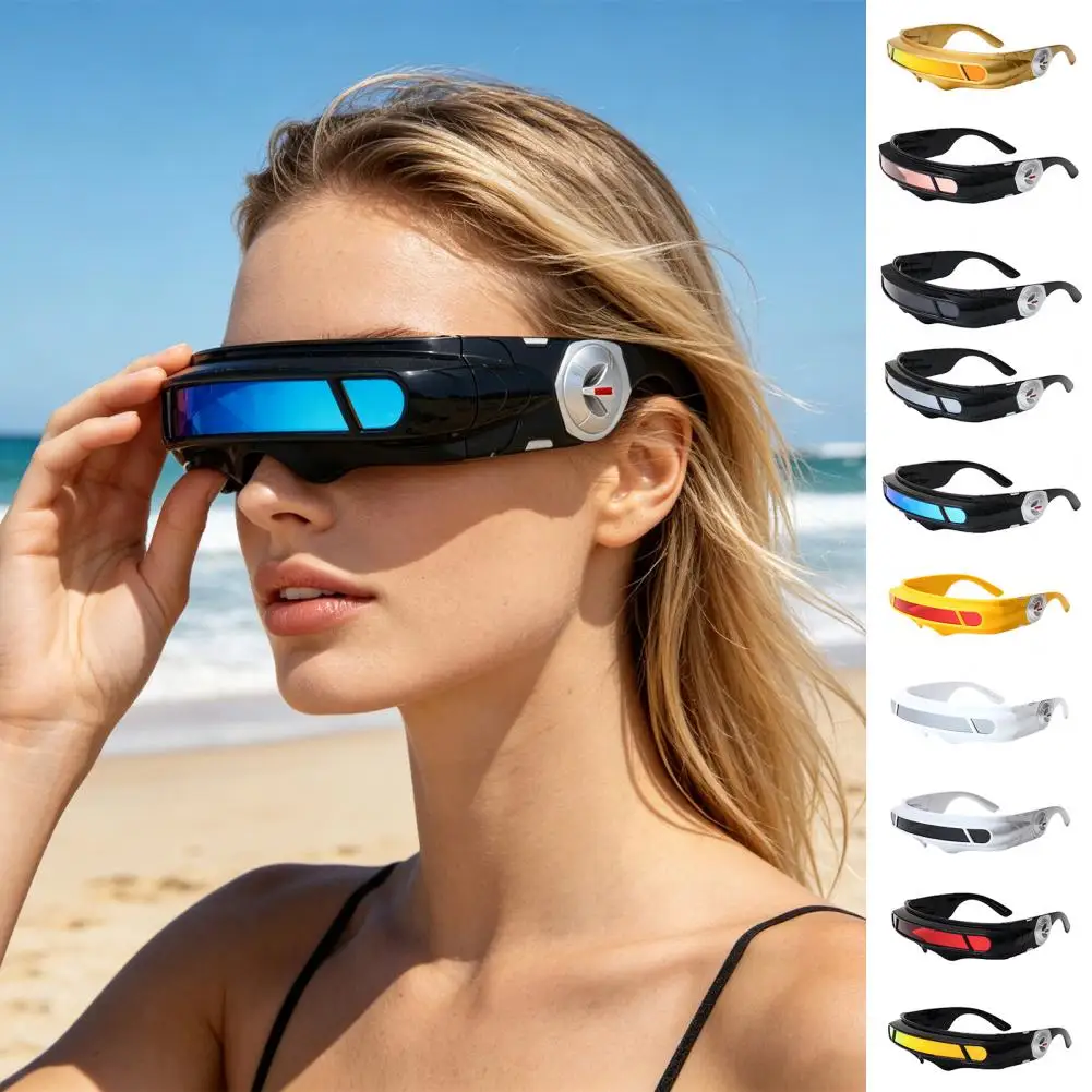 Futuristic Cyberpunk Sunglasses, UV400 Protection Sunglasses, Irregular Shape Punk Shades for Beach Party Outdoor Sports