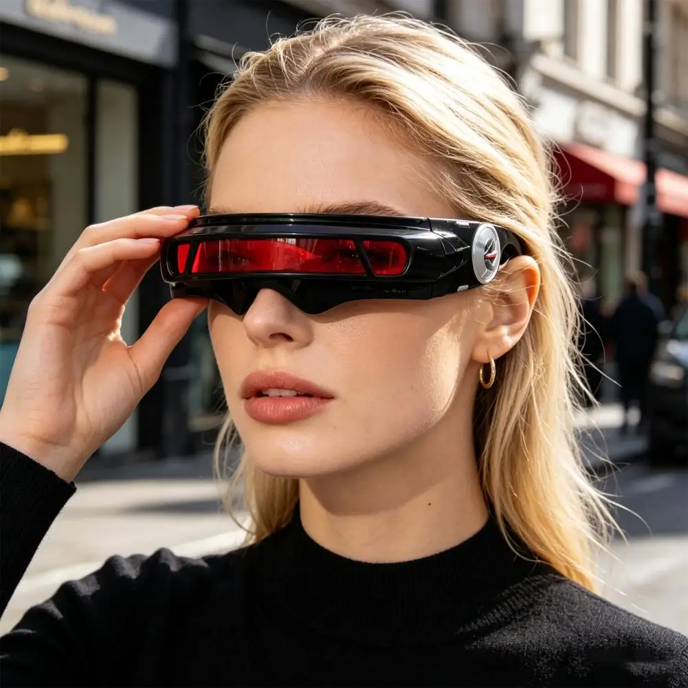 Futuristic Cyberpunk Sunglasses, UV400 Protection Sunglasses, Irregular Shape Punk Shades for Beach Party Outdoor Sports