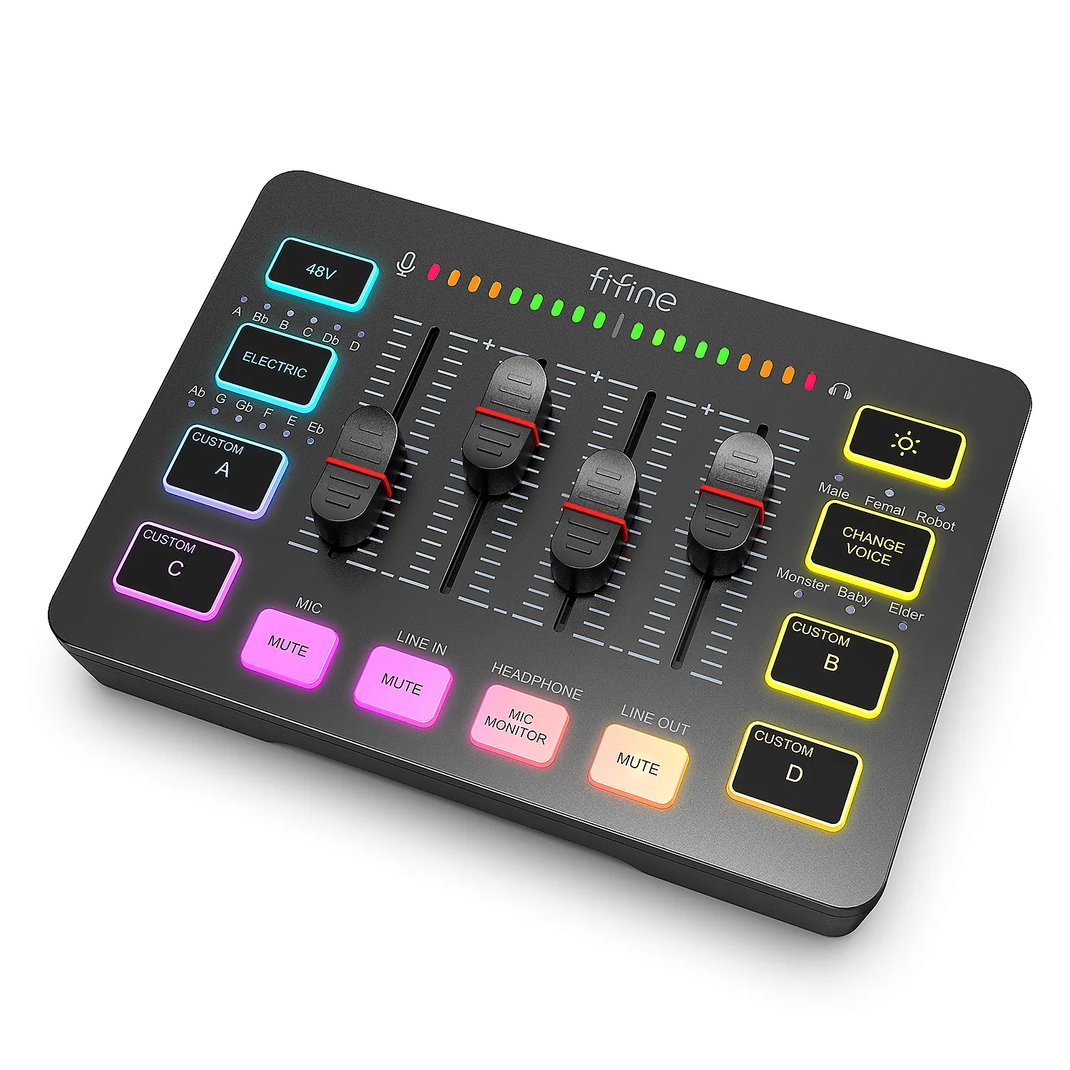 Gaming Audio Mixer,Streaming 4-Channel RGB Mixer with XLR Microphone Interface,for Game Voice,Podcast,AmpliGame SC3 Gaming Audio Mixer,Streaming 4-Channel RGB Mixer with XLR Microphone Interface,for Game Voice,Podcast,AmpliGame SC3