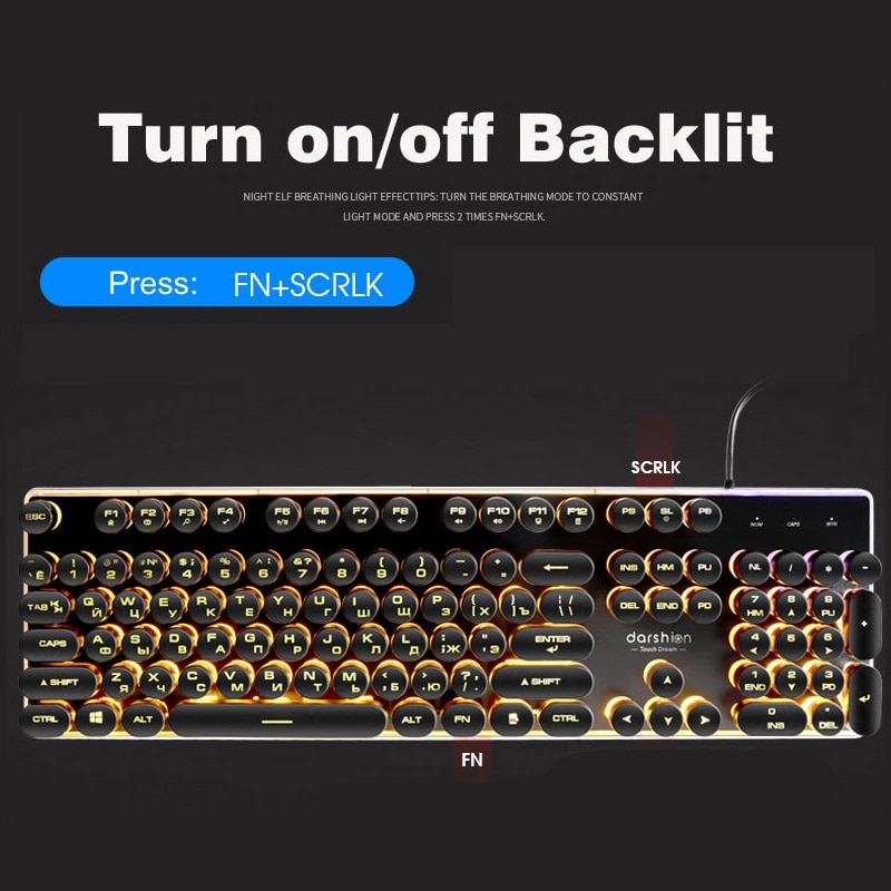 Gaming Backlit Keyboard Round Keys Gaming Backlit Keyboard Round Keys