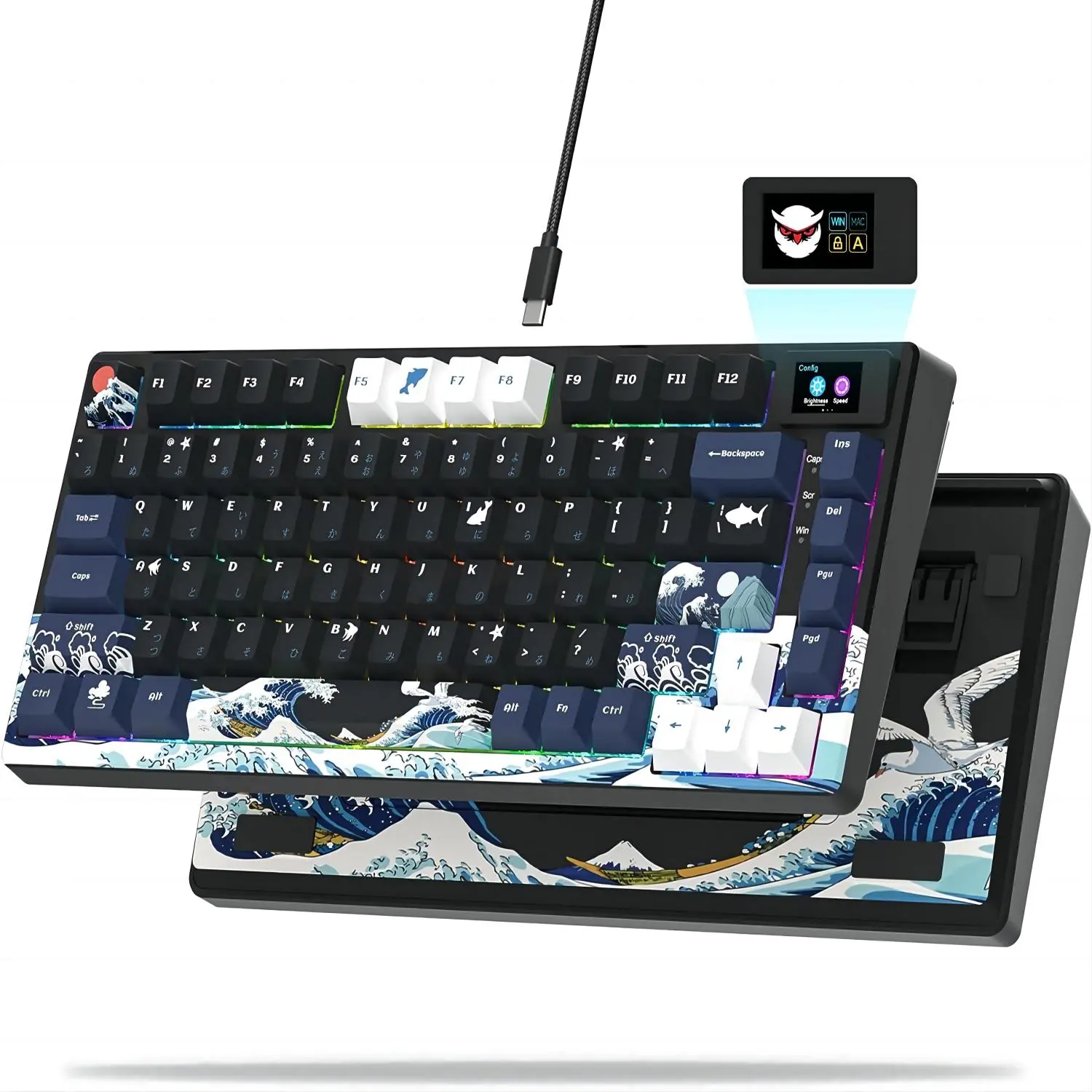 Gaming Keyboard with Color OLED Display Type-C Connection Mechanical Gaming Keyboard Hot Swappable Gasket Mount RGB Gaming Keyboard with Color OLED Display Type-C Connection Mechanical Gaming Keyboard Hot Swappable Gasket Mount RGB