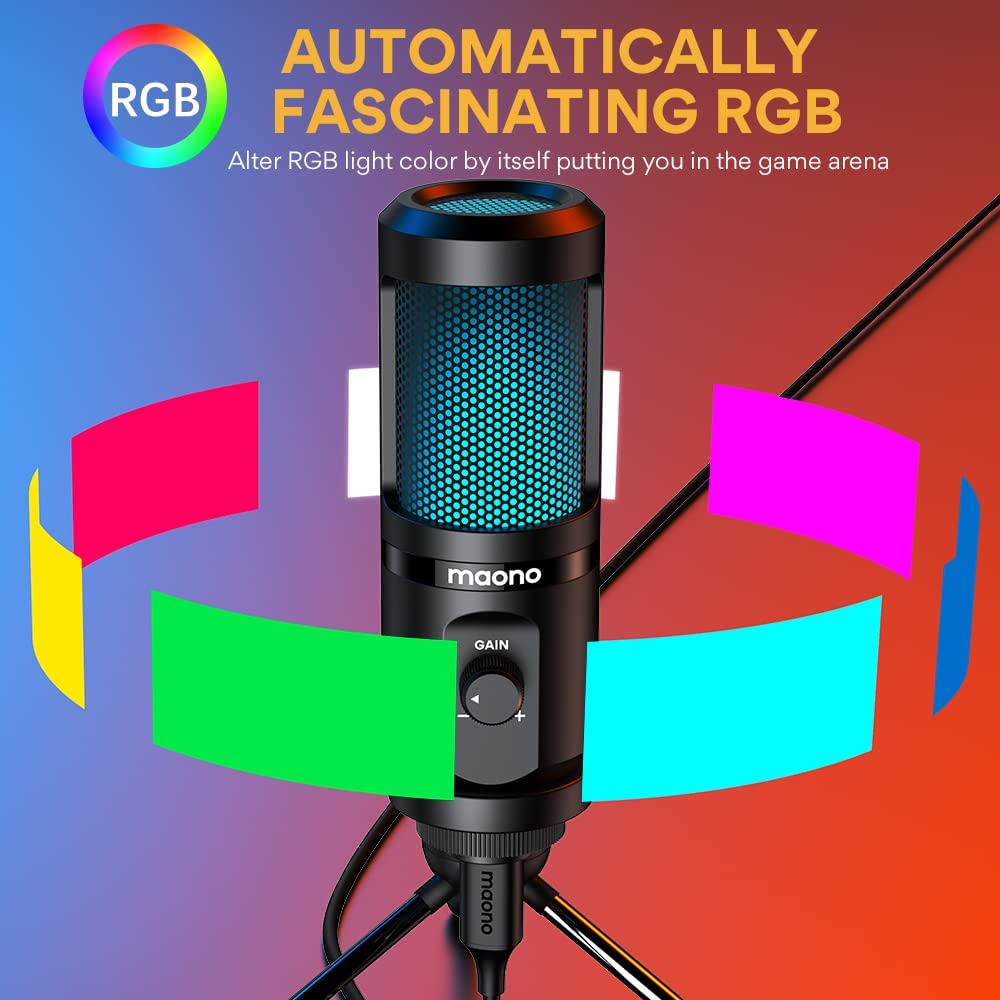 Gaming USB Microphone Desktop Condenser Podcast Microfono Recording Streaming Microphones With Breathing Light PM461TR