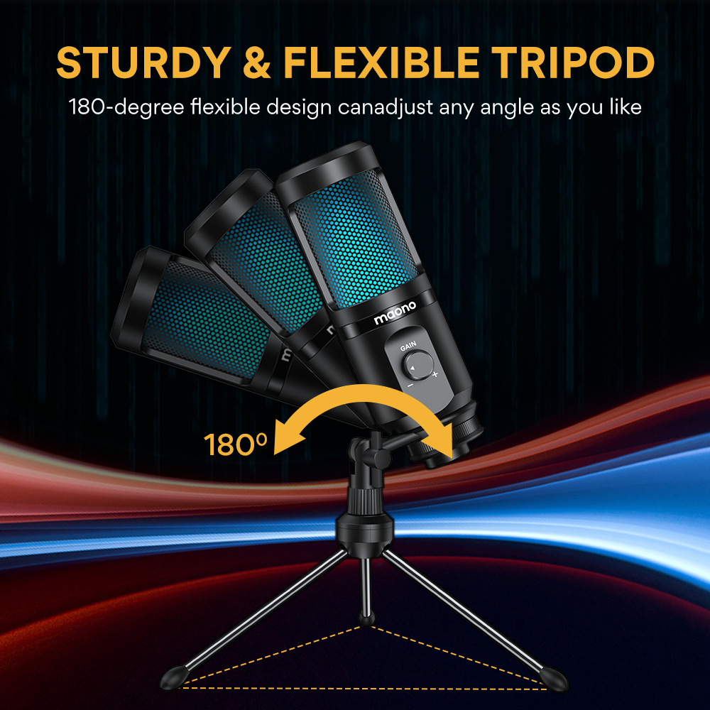 Gaming USB Microphone Desktop Condenser Podcast Microfono Recording Streaming Microphones With Breathing Light PM461TR