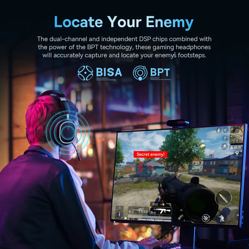Gaming Wireless Headphone with Mic Over-Ear Headphones Bluetooth 5.3 40mm Driver 2.4G/Wireless/Cable RGB Headsets