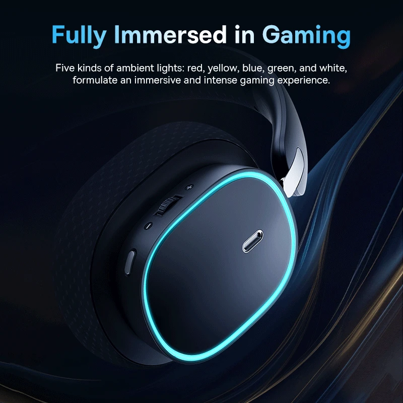 Gaming Wireless Headphone with Mic Over-Ear Headphones Bluetooth 5.3 40mm Driver 2.4G/Wireless/Cable RGB Headsets
