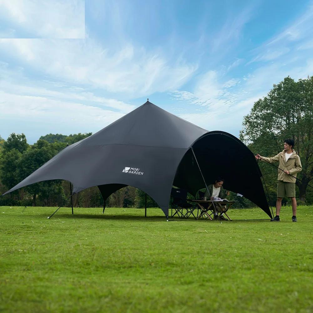 Garden Camping Black Coating Tarp Rainproof And UV Resistant Large Space Sunshade Hexagonal Butterfly Sun Shelters