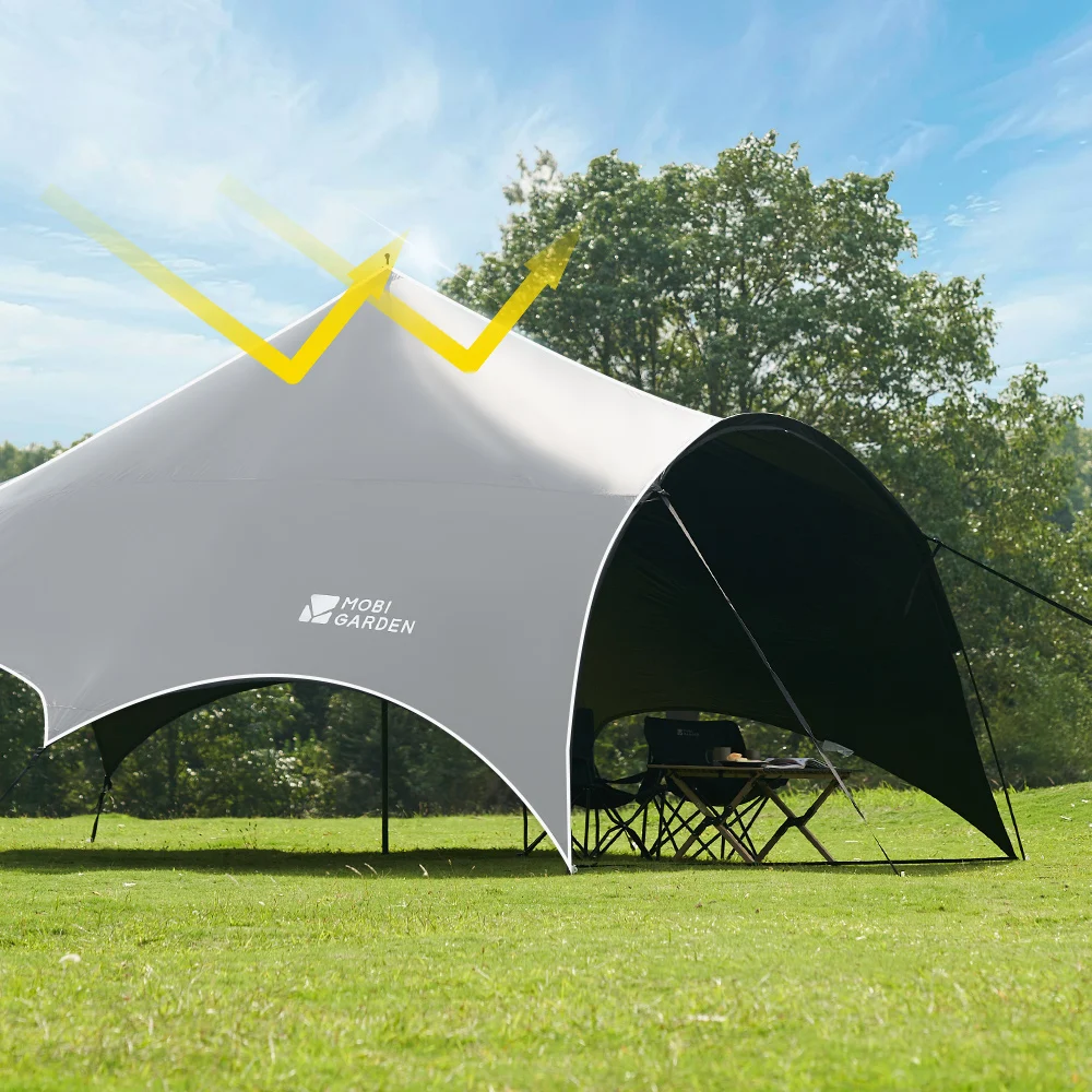 Garden Camping Black Coating Tarp Rainproof And UV Resistant Large Space Sunshade Hexagonal Butterfly Sun Shelters Garden Camping Black Coating Tarp Rainproof And UV Resistant Large Space Sunshade Hexagonal Butterfly Sun Shelters