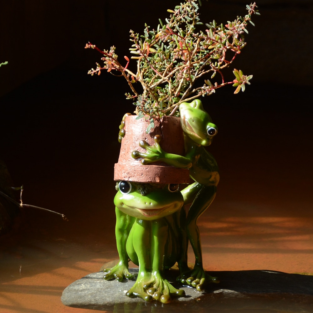 Garden Resin Frog Plant Pot