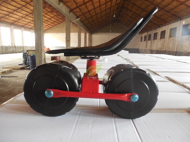 Garden Stool with Wheels and Backrest