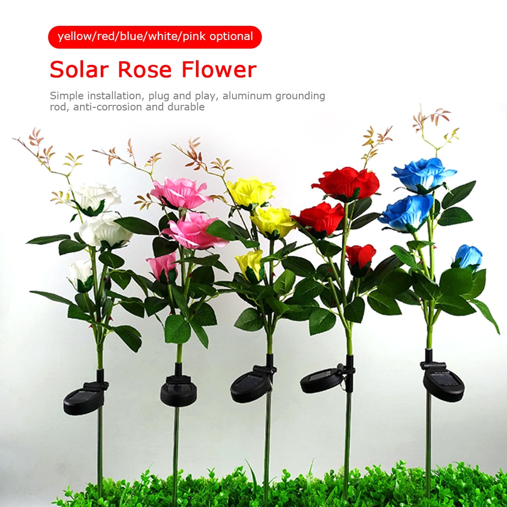 Garden Waterproof Solar Rose Flower Garden Waterproof Solar Rose Flower