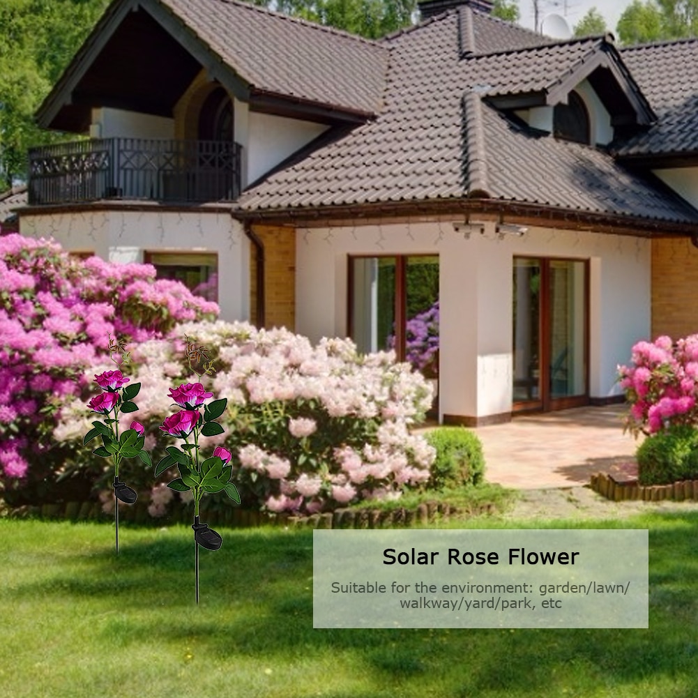 Garden Waterproof Solar Rose Flower Garden Waterproof Solar Rose Flower
