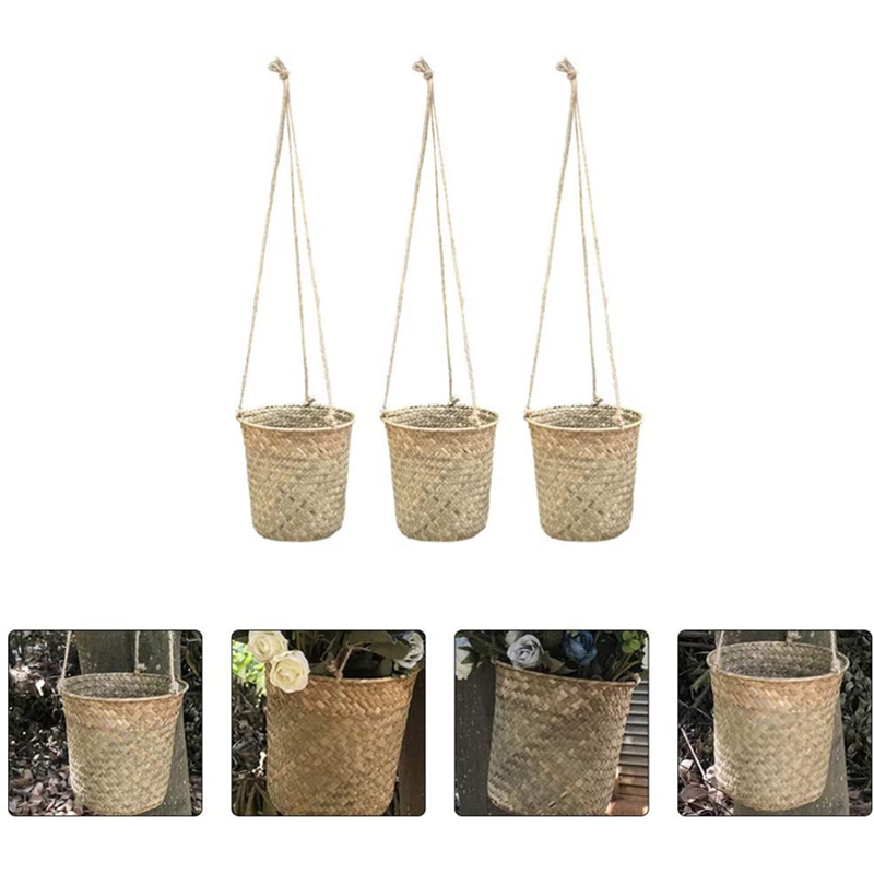 Garden Wicker Hanging Baskets (3pcs)