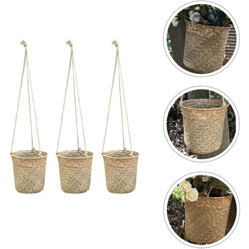 Garden Wicker Hanging Baskets (3pcs)
