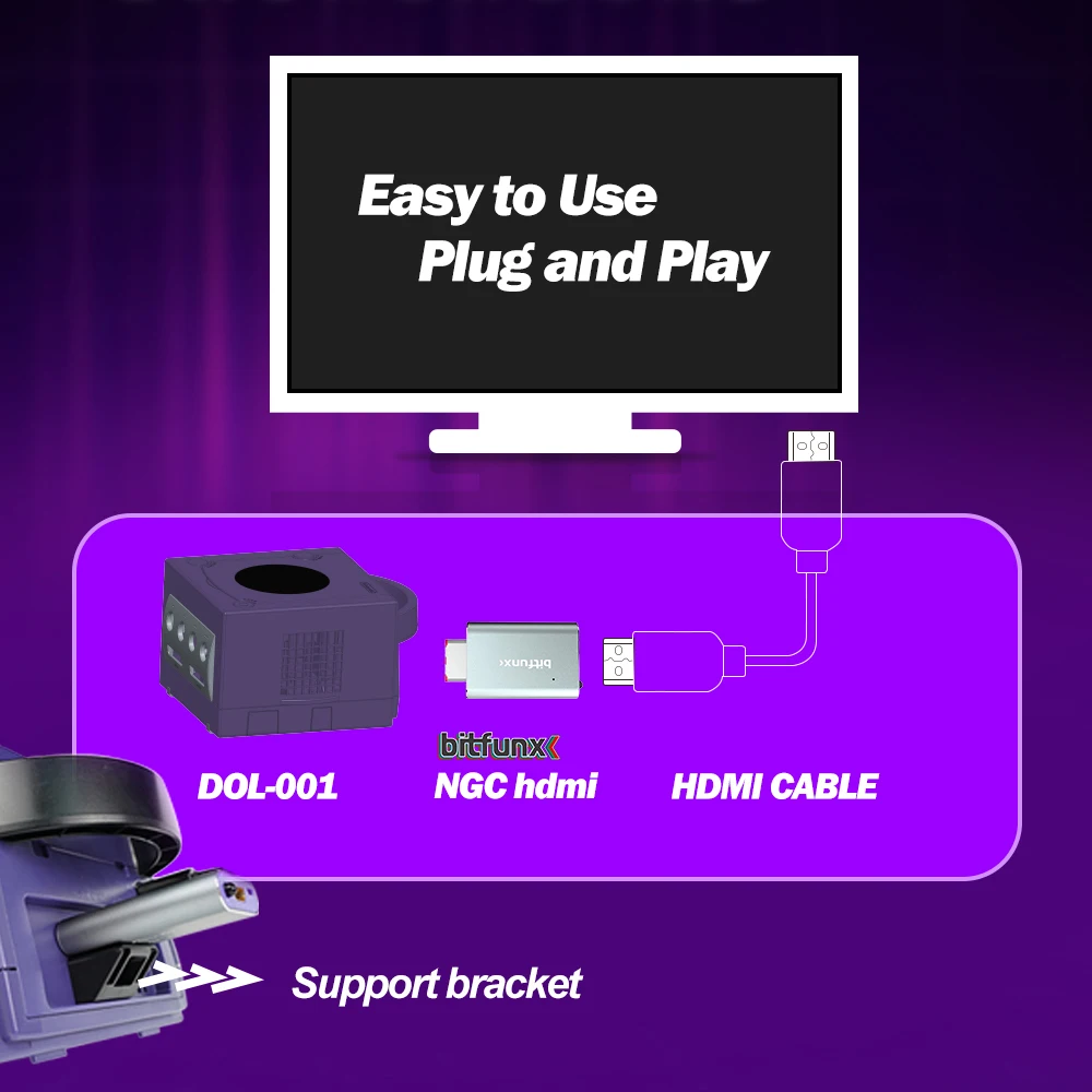 GC Video HDMI Adapter Digital AV to HDMI GC2HDMI for Nintendo Gamecube NGC DOL-001 Game Console GC Video HDMI Adapter Digital AV to HDMI GC2HDMI for Nintendo Gamecube NGC DOL-001 Game Console
