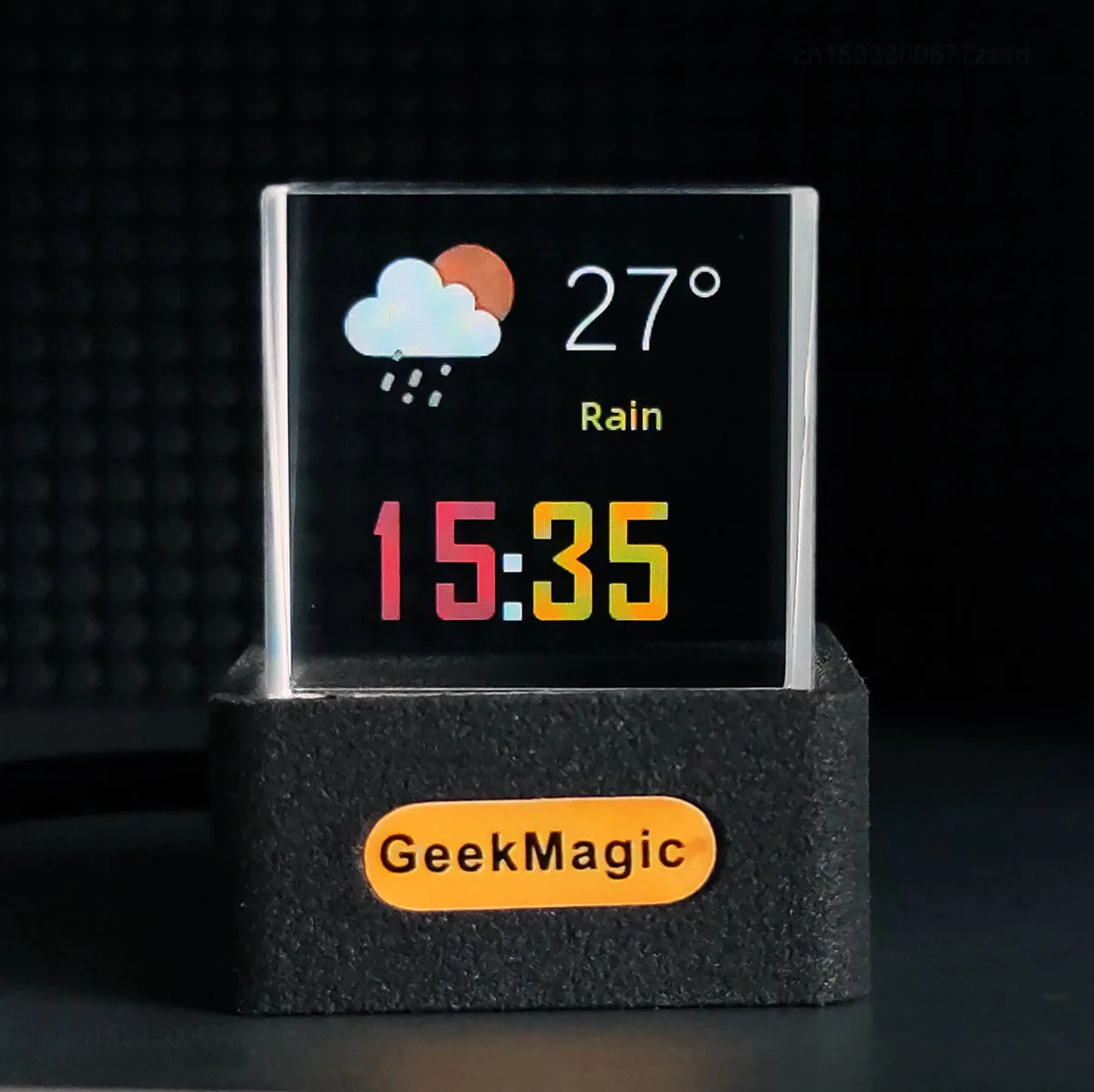 GeekMagic GIFTV Crystal Cube Photo Display Holographic Desktop Smart Weather Station Digital Clock with GIF Animations