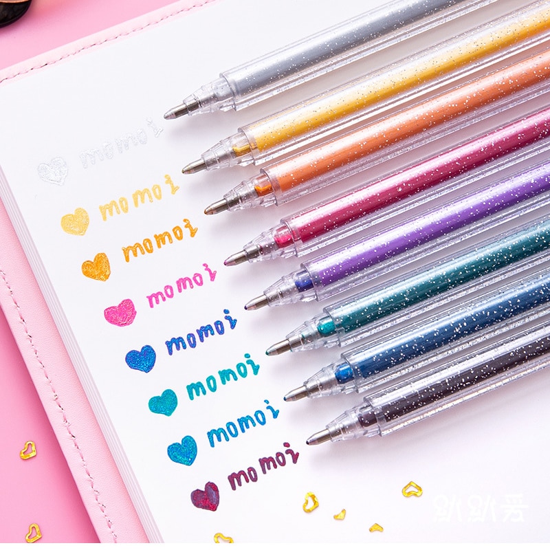 Gel Coloring Glitter Pen Set (8 Pcs)