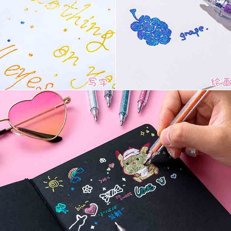 Gel Coloring Glitter Pen Set (8 Pcs)