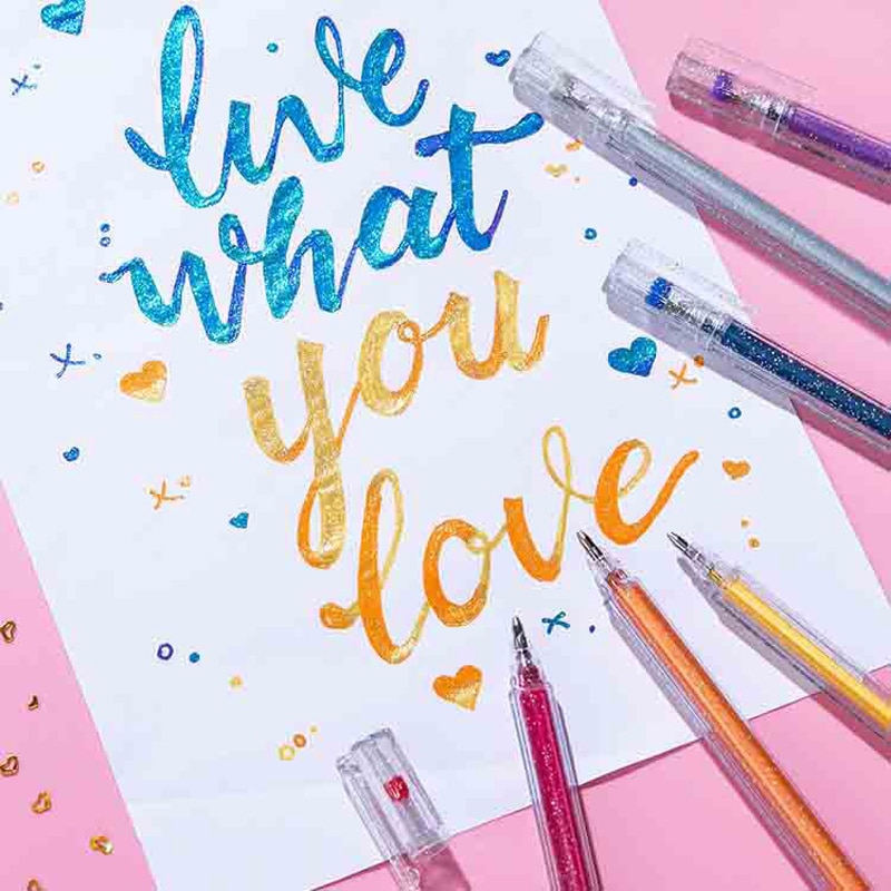 Gel Coloring Glitter Pen Set (8 Pcs)