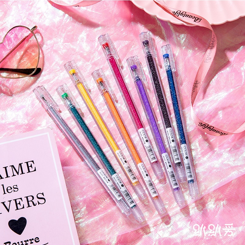 Gel Coloring Glitter Pen Set (8 Pcs)