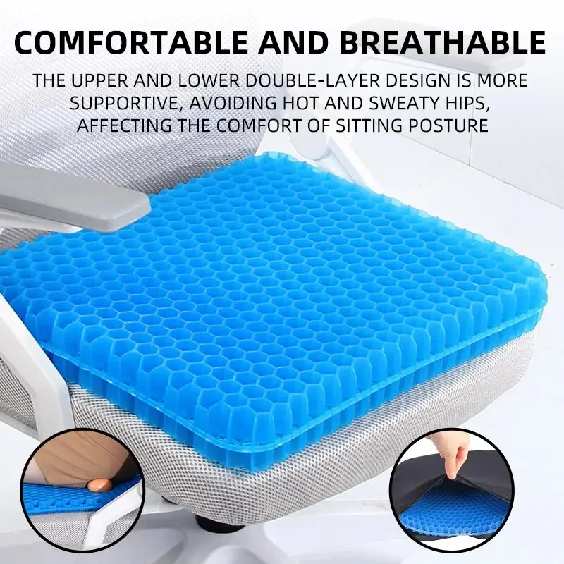 Gel Seat Cushion Summer Breathable Honeycomb Design For Pressure Relief Back Tailbone Pain – Home Office Wheelchair Gel Seat Cushion Summer Breathable Honeycomb Design For Pressure Relief Back Tailbone Pain – Home Office Wheelchair