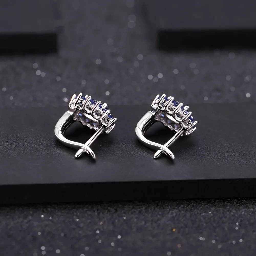 Gem's Ballet 1.89Ct Natural Blue Sapphire Earrings 925 Sterling Silver Gemstones Vintage Stud Earrings For Women Fine