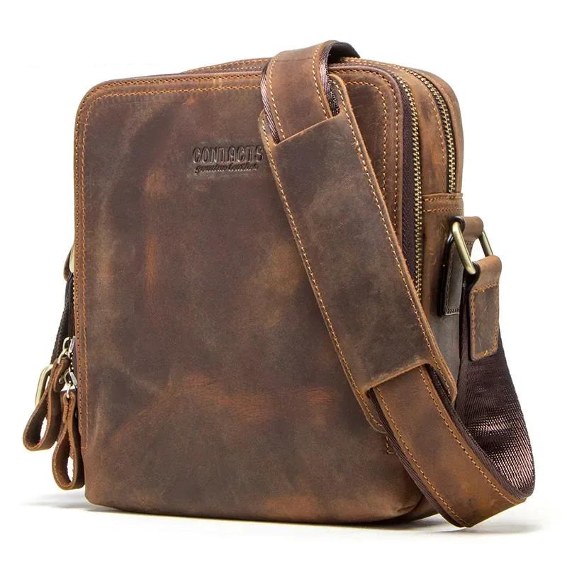 Genuine Leather Men's Messenger Bag Vintage Sling Shoulder Bags for 7.9″ iPad Mini High Quality Male Crossbody Bag Men Genuine Leather Men's Messenger Bag Vintage Sling Shoulder Bags for 7.9″ iPad Mini High Quality Male Crossbody Bag Men