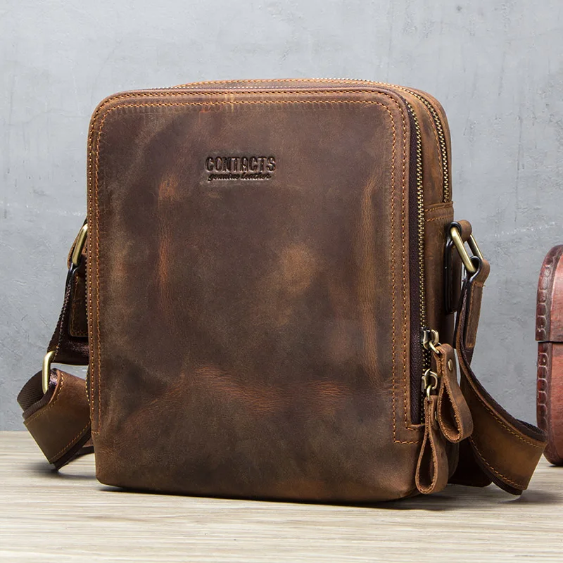 Genuine Leather Men's Messenger Bag Vintage Sling Shoulder Bags for 7.9″ iPad Mini High Quality Male Crossbody Bag Men Genuine Leather Men's Messenger Bag Vintage Sling Shoulder Bags for 7.9″ iPad Mini High Quality Male Crossbody Bag Men