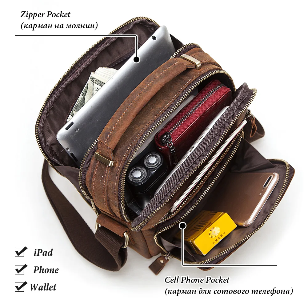 Genuine Leather Men's Shoulder Bag Vintage Cross Bags Large Capacity Male Messenger Tote Bag Travel Bolso Hombres Genuine Leather Men's Shoulder Bag Vintage Cross Bags Large Capacity Male Messenger Tote Bag Travel Bolso Hombres