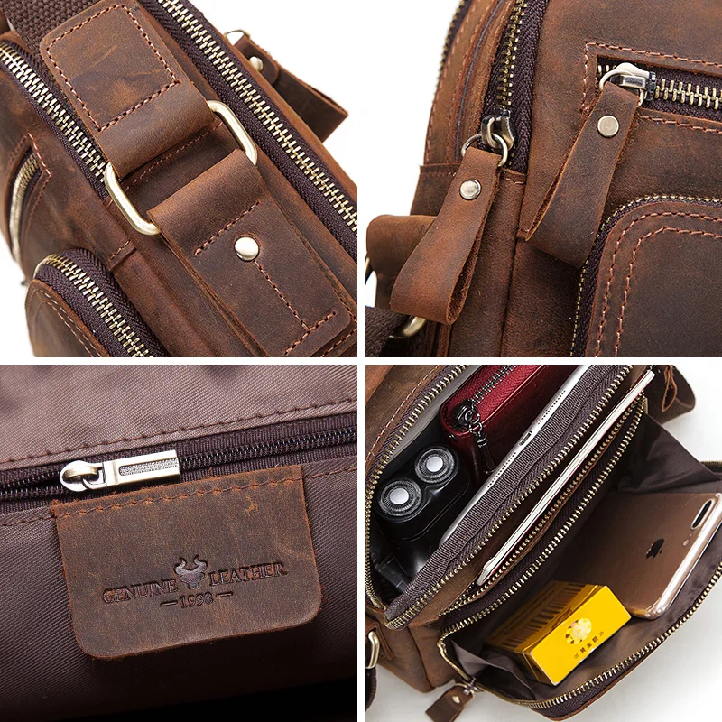 Genuine Leather Men's Shoulder Bag Vintage Cross Bags Large Capacity Male Messenger Tote Bag Travel Bolso Hombres Genuine Leather Men's Shoulder Bag Vintage Cross Bags Large Capacity Male Messenger Tote Bag Travel Bolso Hombres