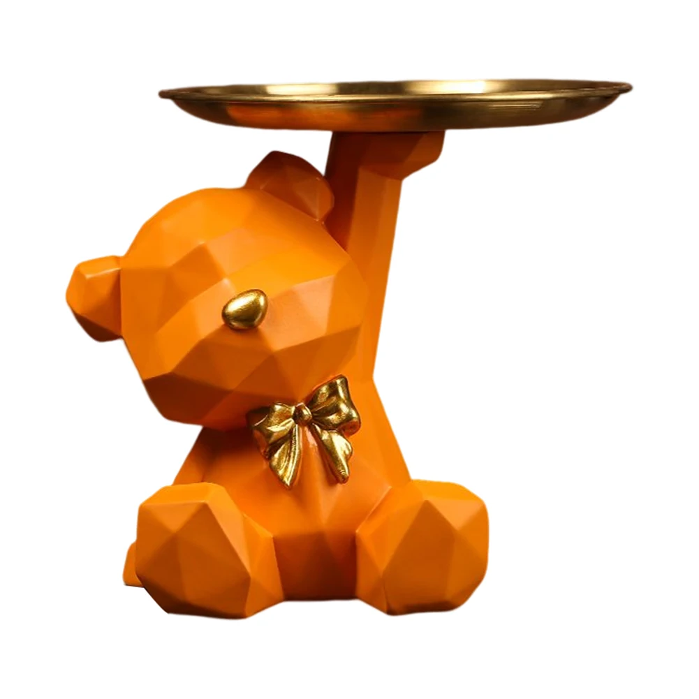 Geometric Bear Key Holder Figurine Entrance Crafts Resin Desk Decoration Candy Sundries Household Supplies for Home