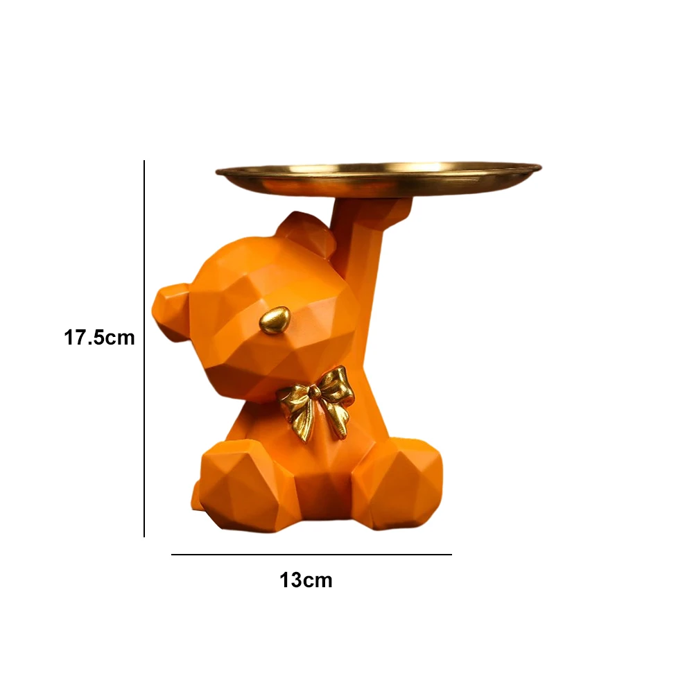 Geometric Bear Key Holder Figurine Entrance Crafts Resin Desk Decoration Candy Sundries Household Supplies for Home
