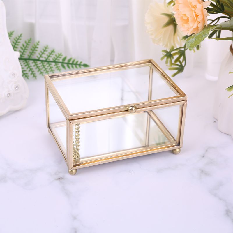 Geometric Vintage Glass Jewelry Box Geometric Vintage Glass Jewelry Box