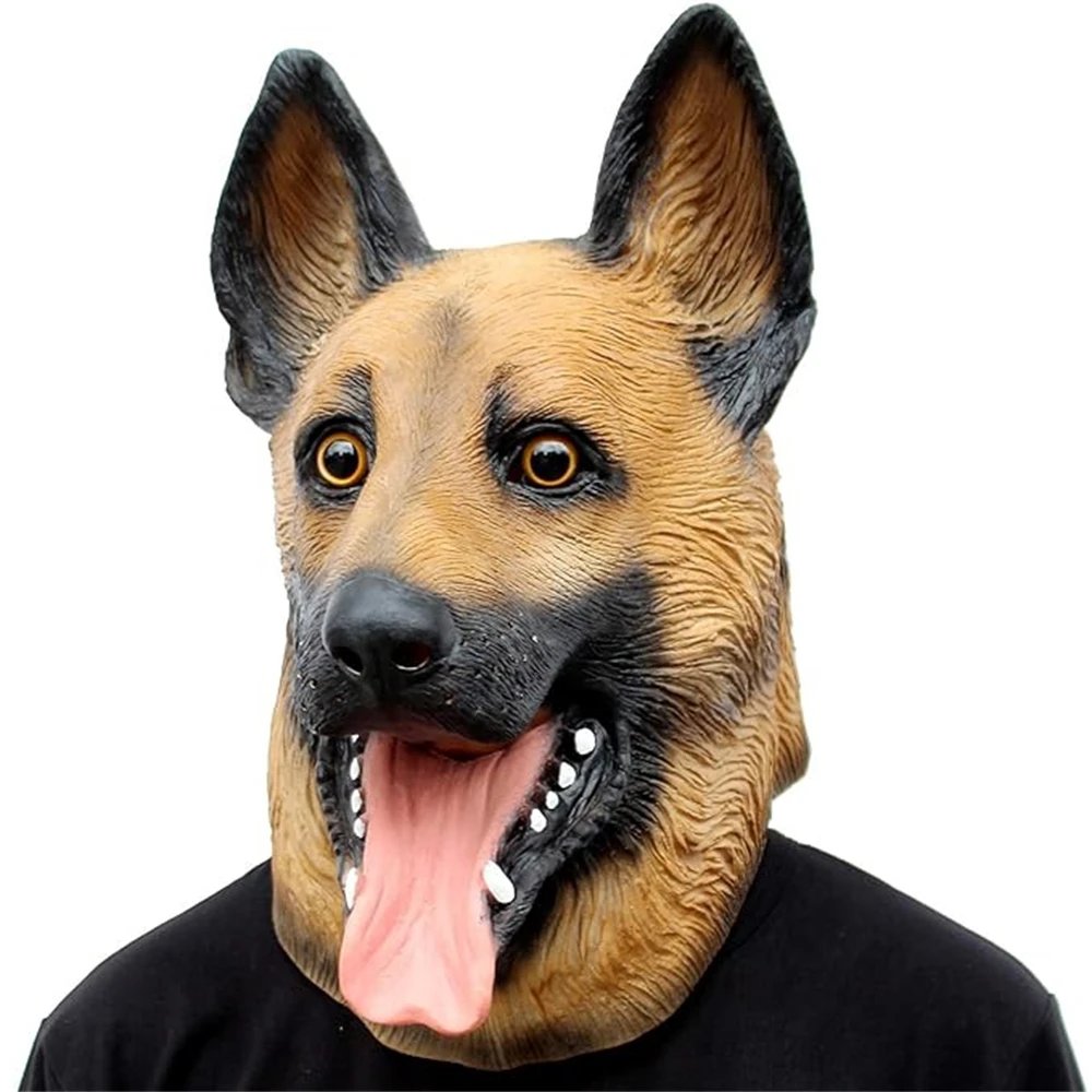 German Shepherd Mask Halloween Party Cosplay Animal Costume Sheepdog Dog Head Masks Funny Realistic Animal Full Head