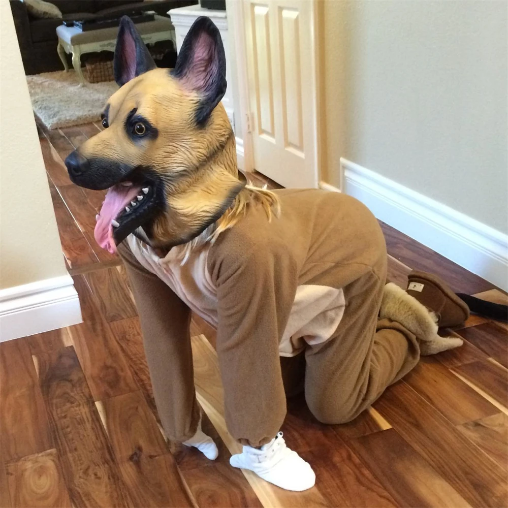 German Shepherd Mask Halloween Party Cosplay Animal Costume Sheepdog Dog Head Masks Funny Realistic Animal Full Head German Shepherd Mask Halloween Party Cosplay Animal Costume Sheepdog Dog Head Masks Funny Realistic Animal Full Head